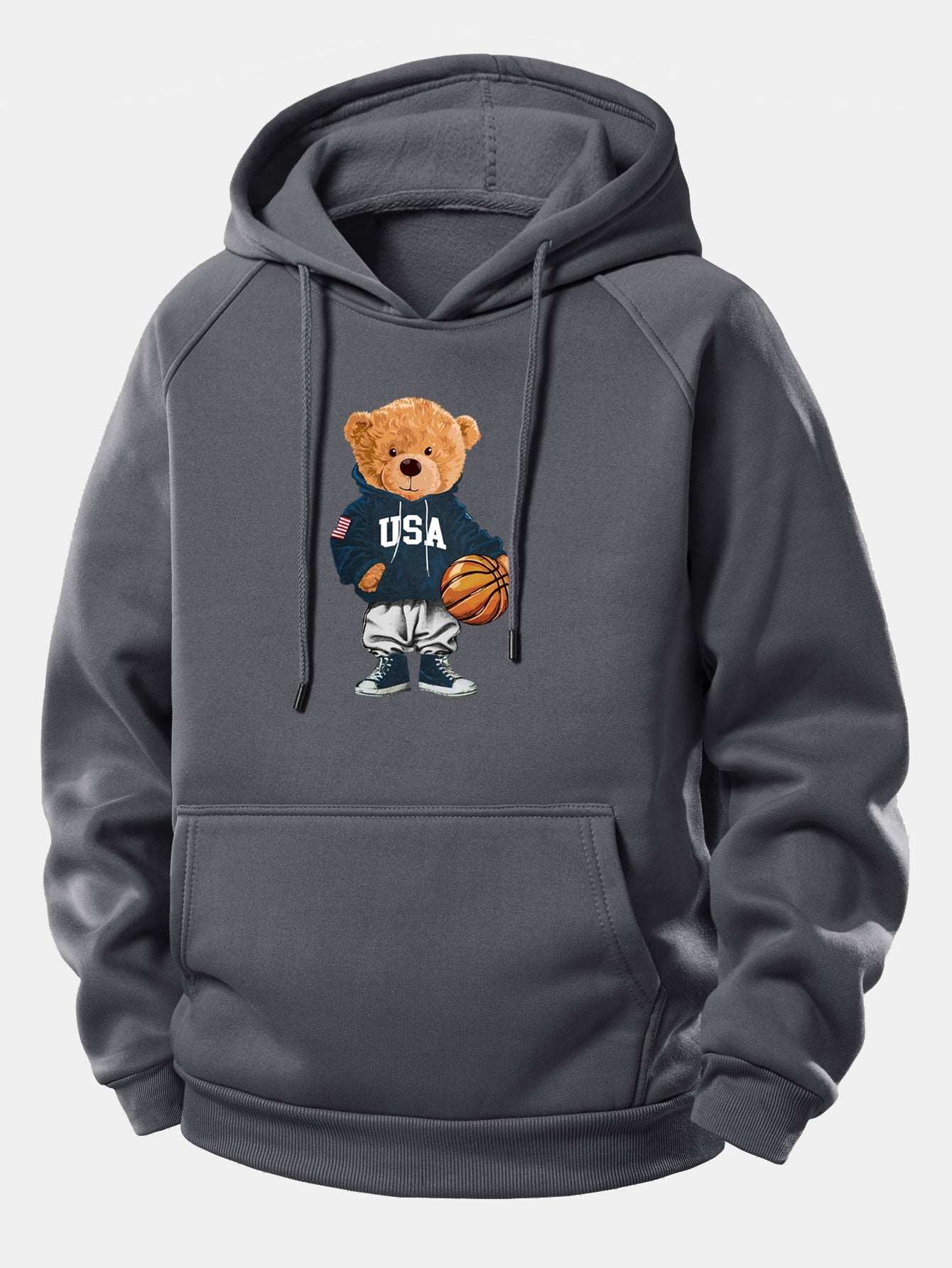 Basketball Bär Grafik Hoodie mit Kordelzug