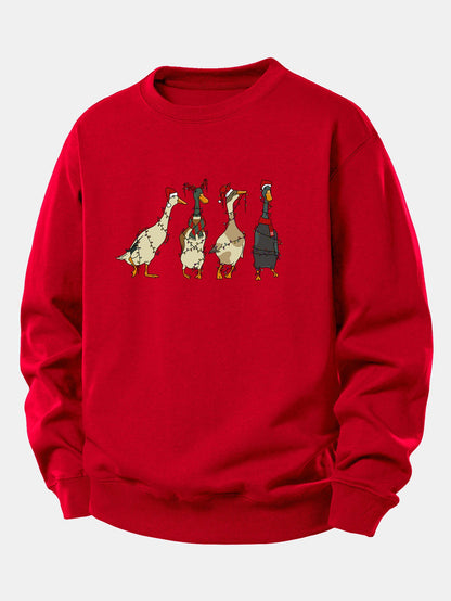 Weihnachtslichter Ente Druck Locker Sitzendes Sweatshirt