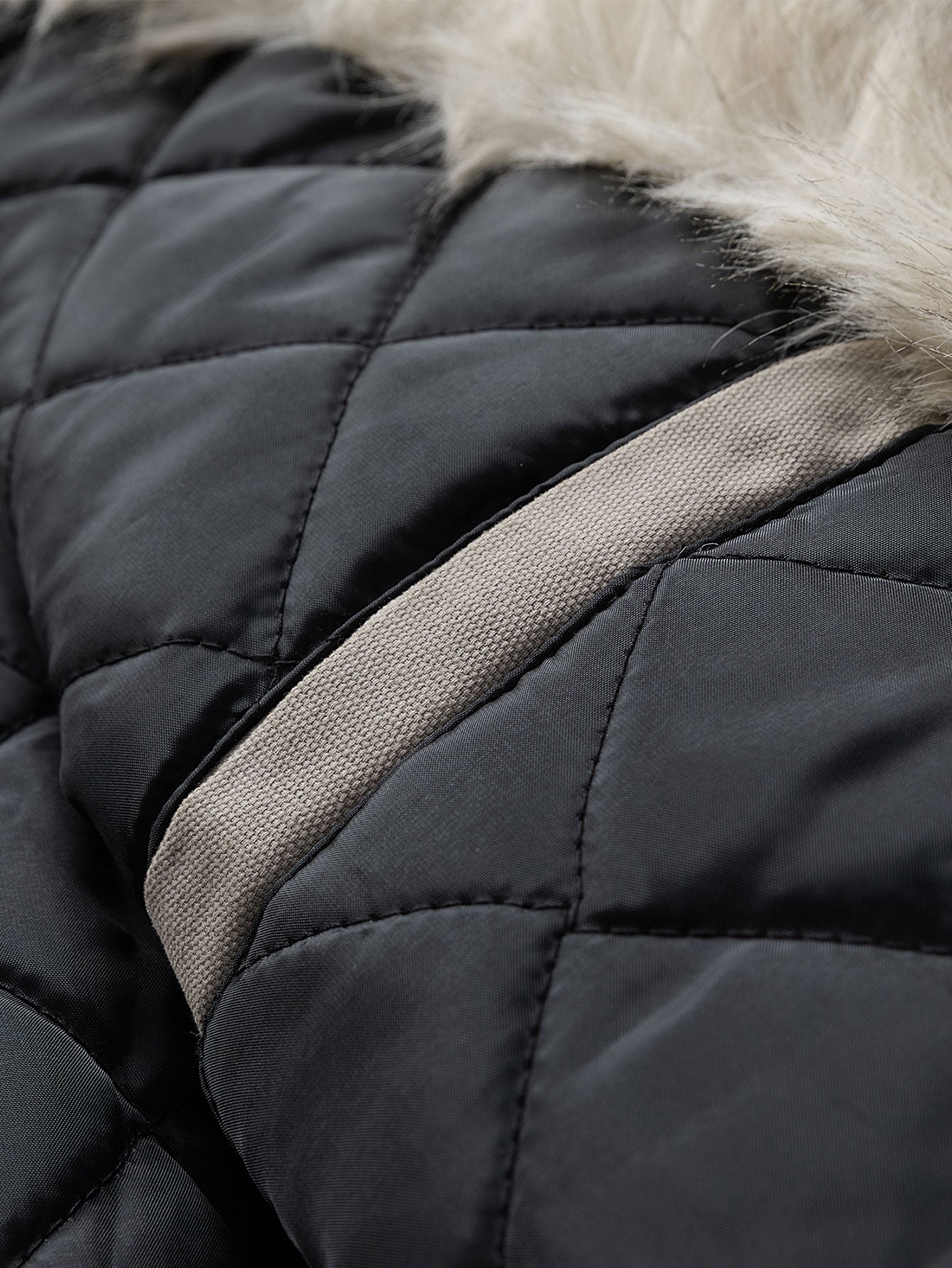 Boxy Fit Kunstpelzkragen Kapuzenmantel