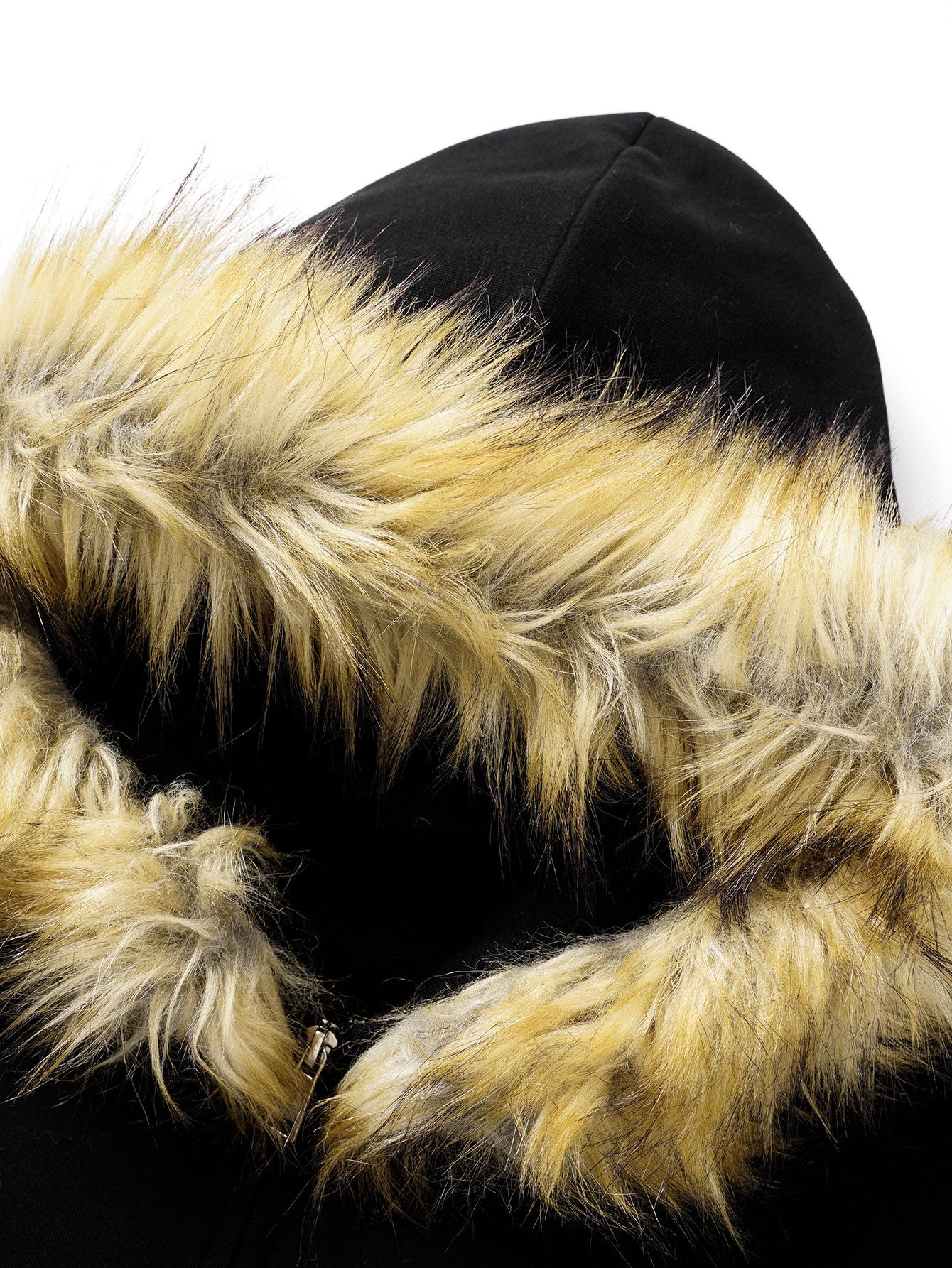 Locker sitzende Kapuzenjacke mit Reißverschluss und Kunstpelzkragen