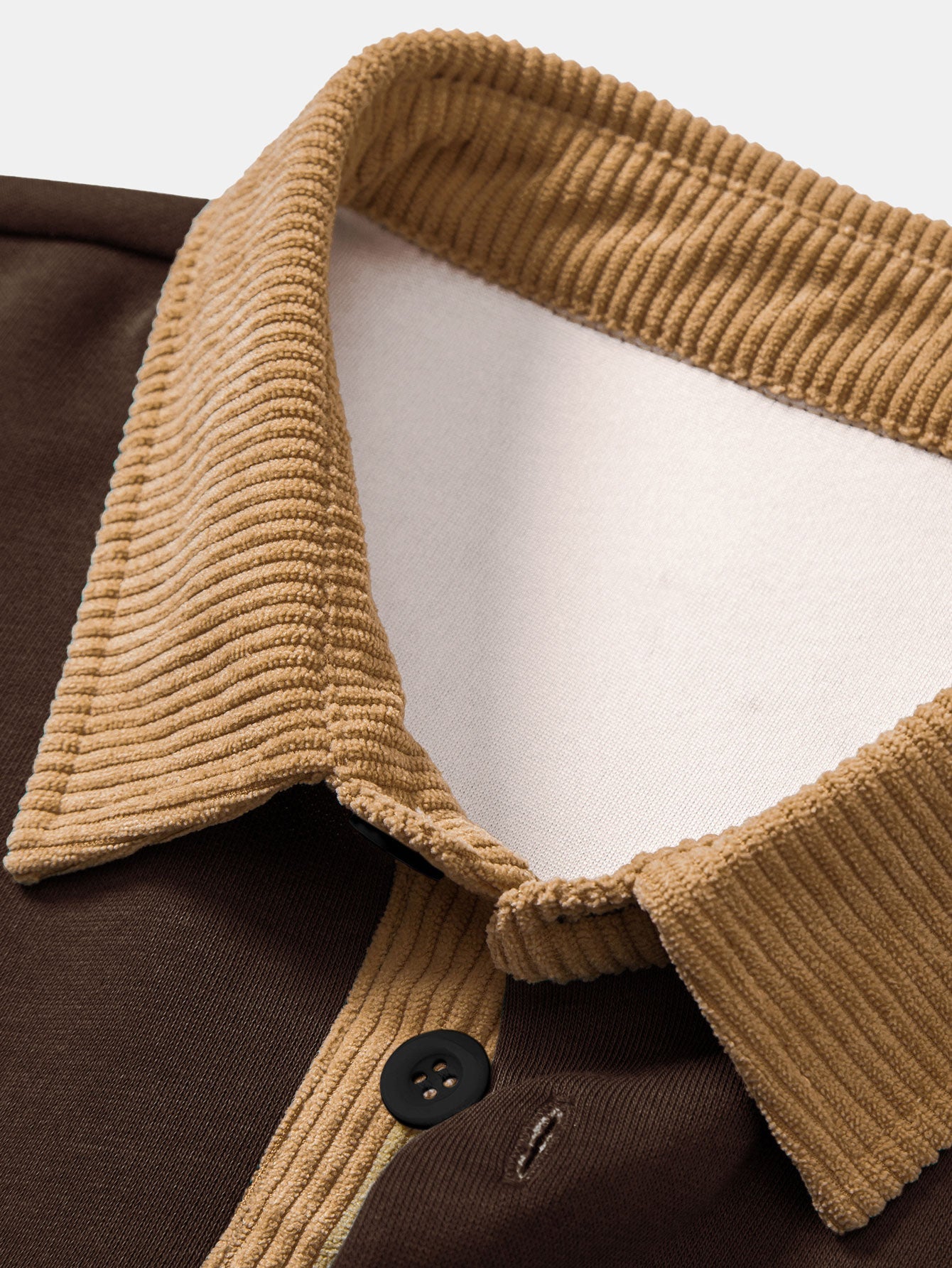 Relaxed Fit Contrast Corduroy Polo Shirt with Collar & Straight Leg Corduroy Pants