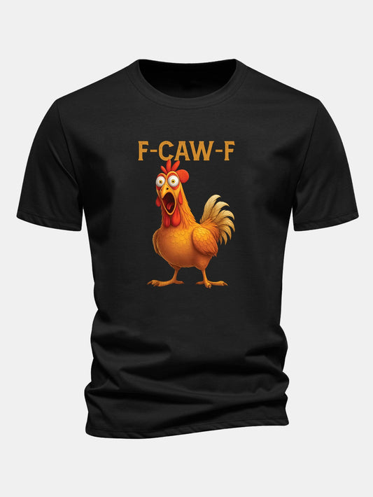 Baumwoll-T-Shirt mit regulärer Passform und Hahn-Design