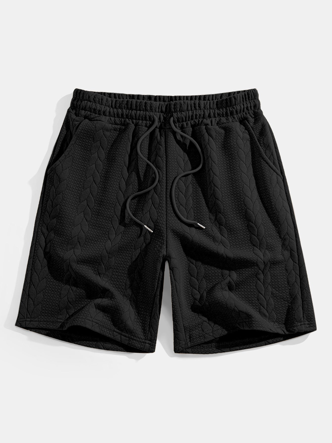 Casual Mid-Length Sleeve Twist Jacquard Tee and Shorts Set