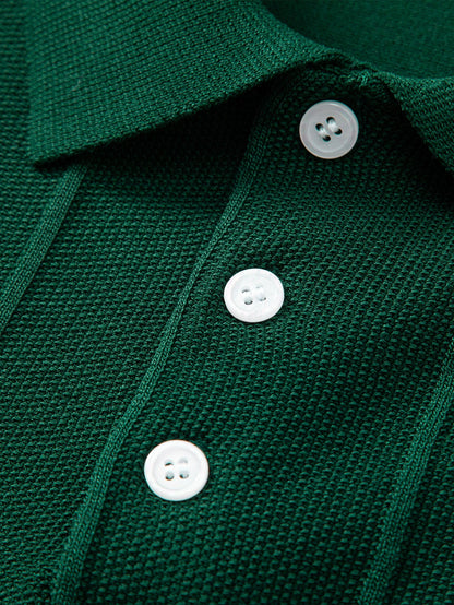 Gestreiftes Jacquard-Polo mit gerader, gerippter Hose