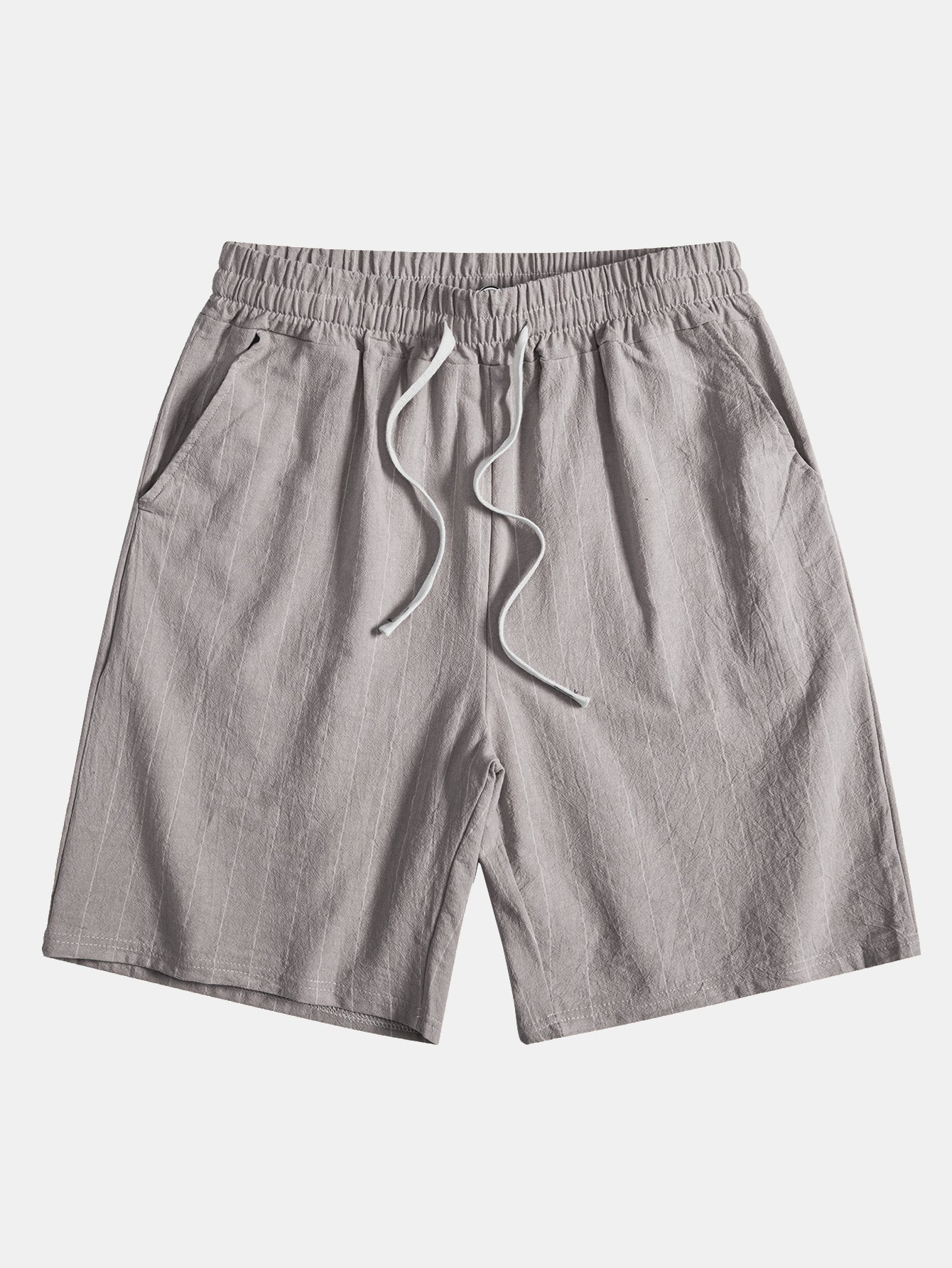 Gestreiftes Hemd in Leinenoptik mit Knöpfen und Shorts mit Kordelzug