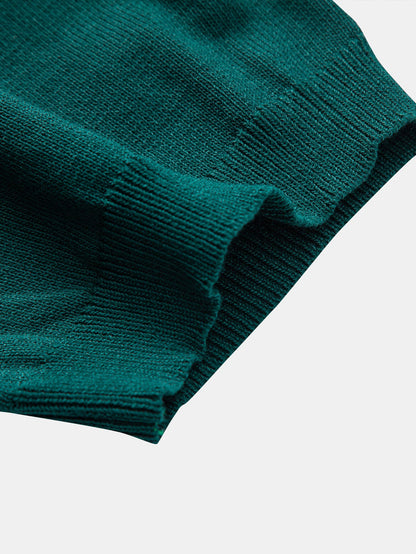 Gestreiftes Strick-Poloshirt mit Reißverschluss und gerade geschnittene Ripp-Hose