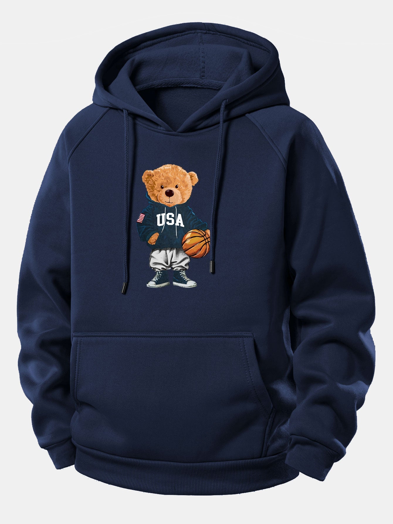 Basketball Bär Grafik Hoodie mit Kordelzug