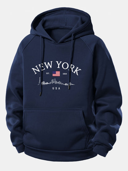 New York Druck Kordelzug Kapuzenpullover