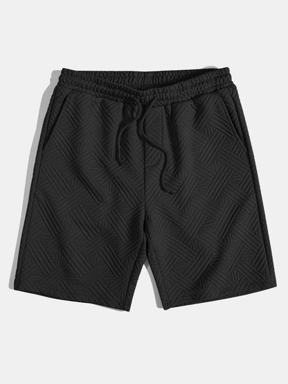 Gestreiftes Jacquard-Hemd mit Knopfleiste und Shorts mit Kordelzug