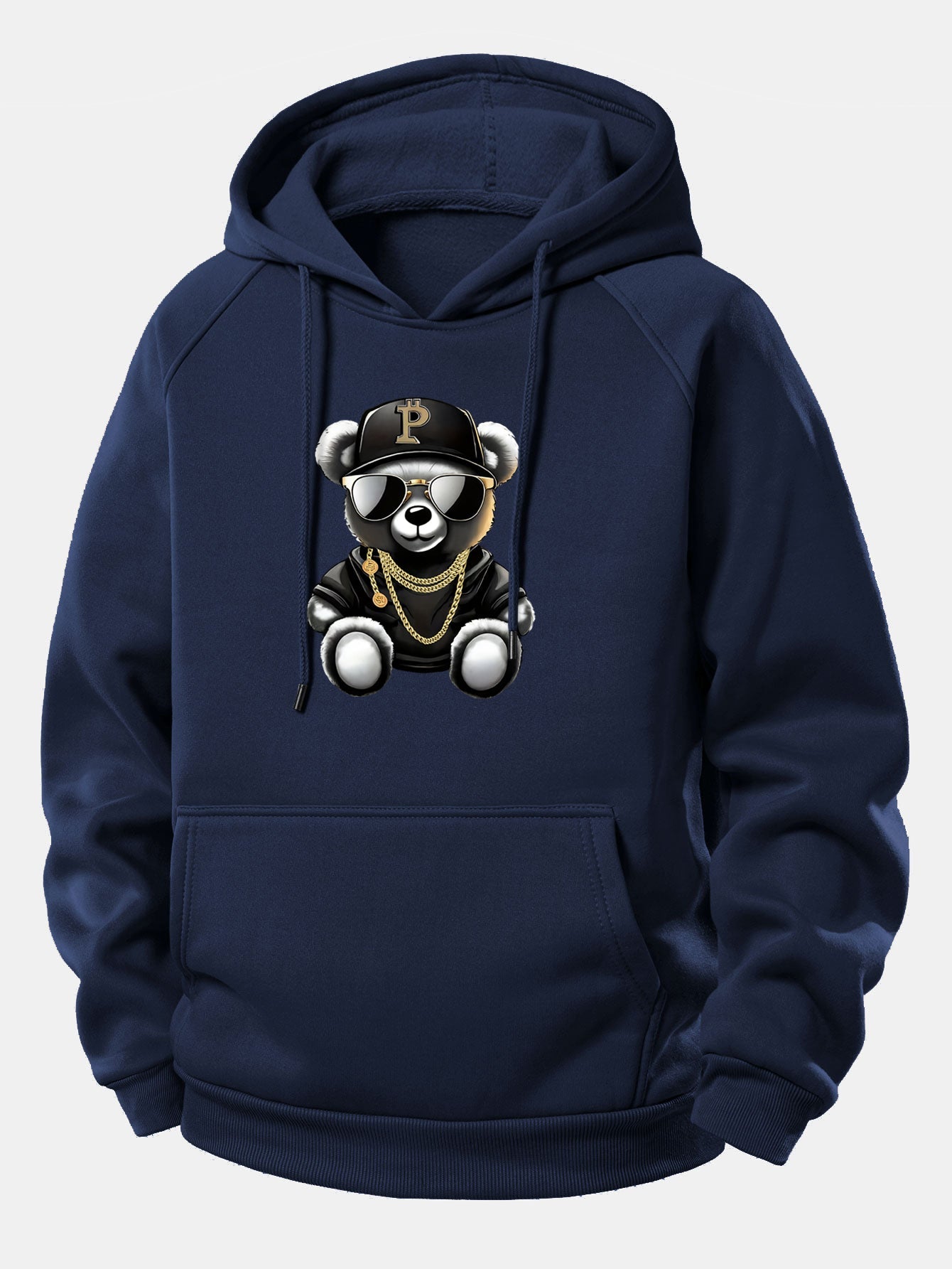 Hip Hop Bär Druck Kordelzug Kapuzenpullover