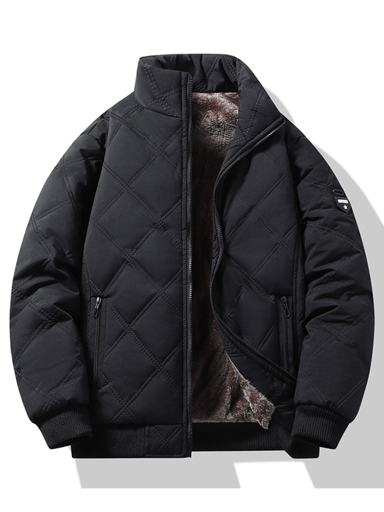 Steppjacke mit Stehkragen und Kunstfellfutter