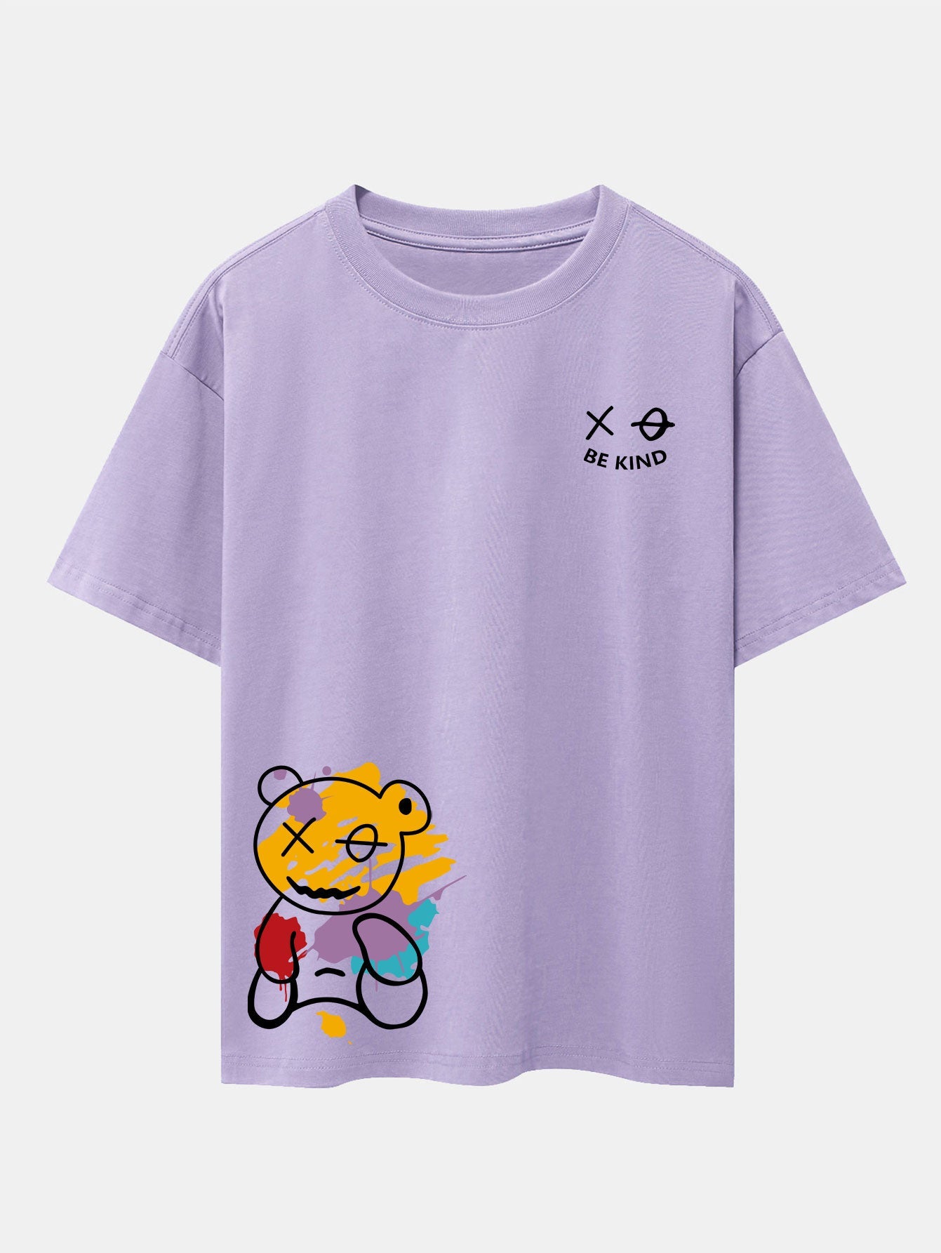 Graffiti Bear Print Oversized Drop Shoulder T-Shirt