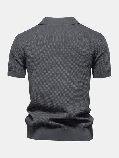 V-Neck Pineapple Pattern Knit Polo