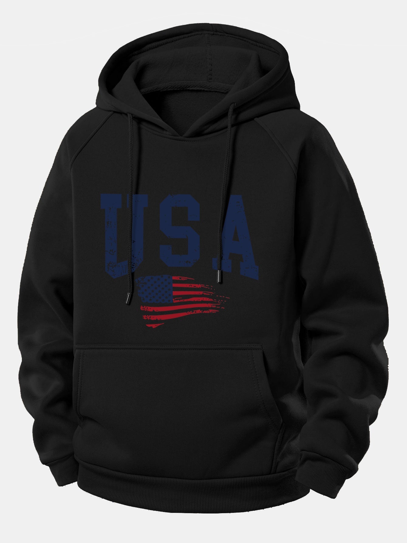 USA-Flaggen-Motiv Kapuzenpullover mit Kordelzug