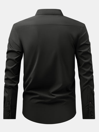 Stehkragenhemd mit verdeckter Knopfleiste und bügelfreier Pflege