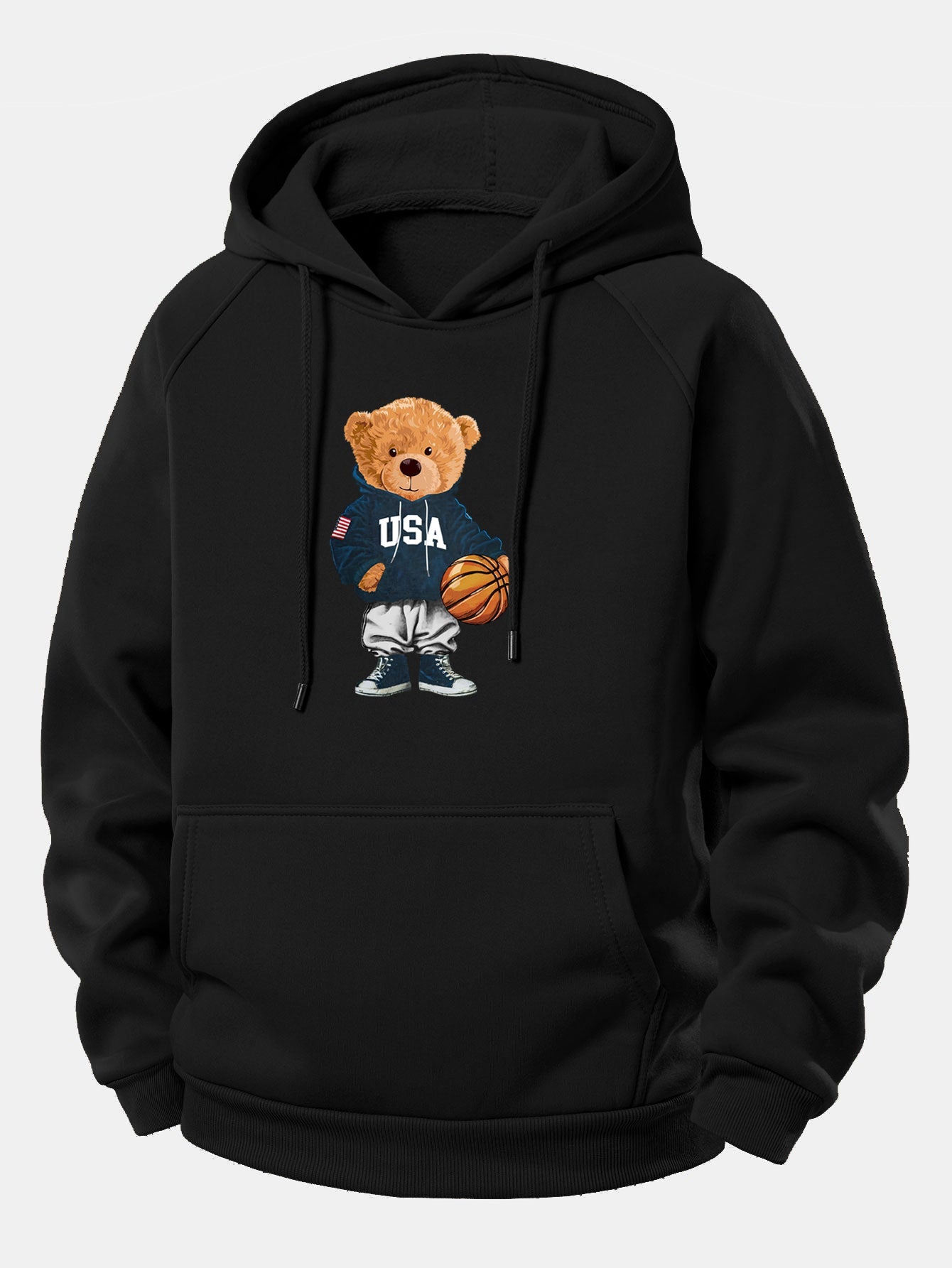 Basketball Bär Grafik Hoodie mit Kordelzug
