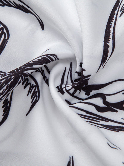 Palm Tree Island Hemd mit Knopfleiste und Kordelzug-Badeshorts