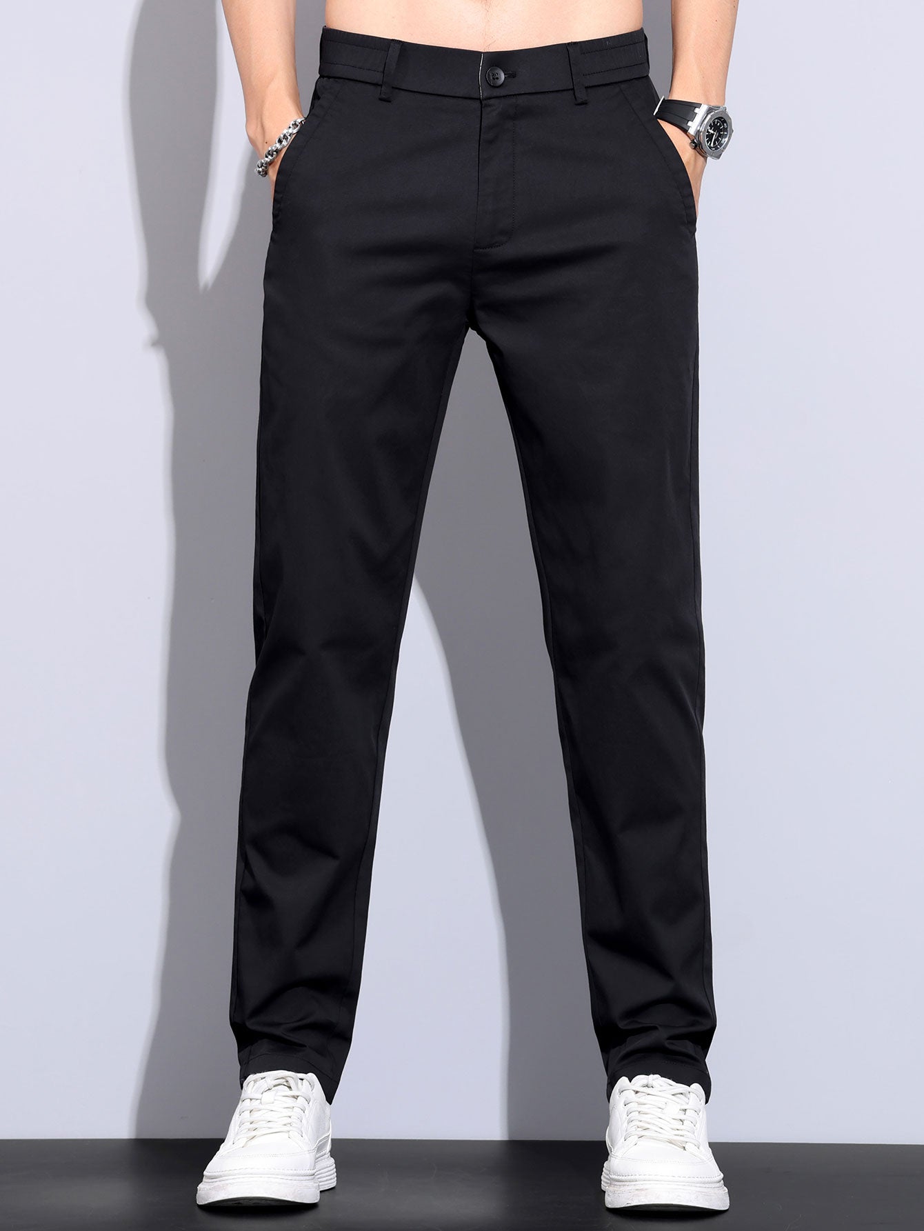 Gerade Bein Hose mit Elastischem Bund