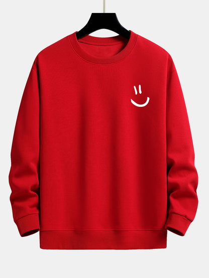 Relaxed Fit Sweatshirt with Smiley Face Print