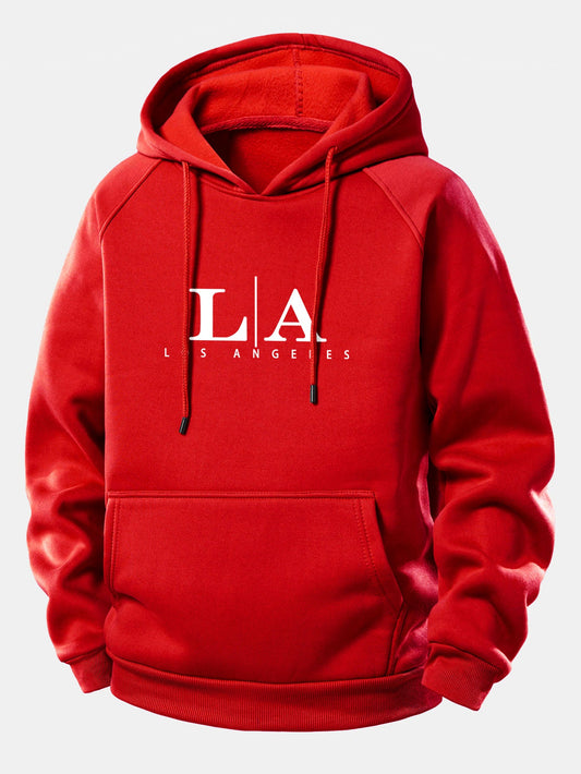 Bedruckter Kordelzug-Hoodie mit Los Angeles Design