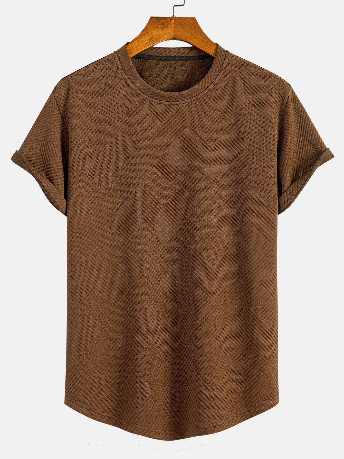 Short Sleeve Striped Jacquard Bow Hem T-Shirt