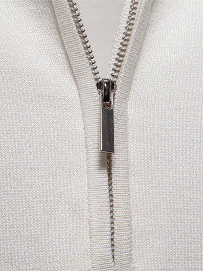 Strick Polohemd mit Kontrastbesatz und Reißverschluss