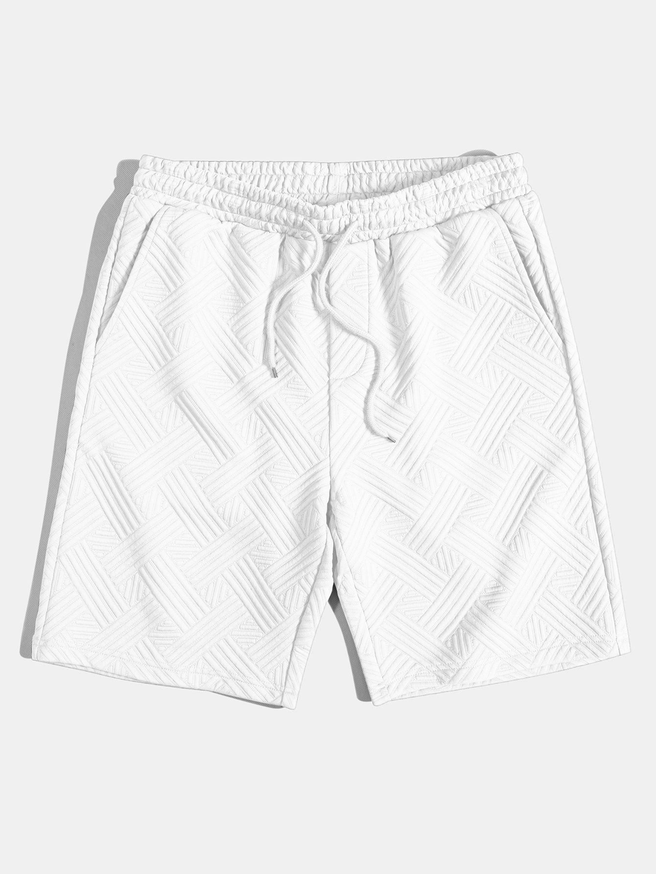 Gestreiftes Jacquard-Hemd mit Knopfleiste und Shorts mit Kordelzug