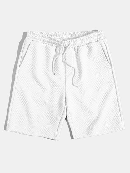 Gestreiftes Jacquard-Hemd mit Knopfleiste und Shorts mit Kordelzug