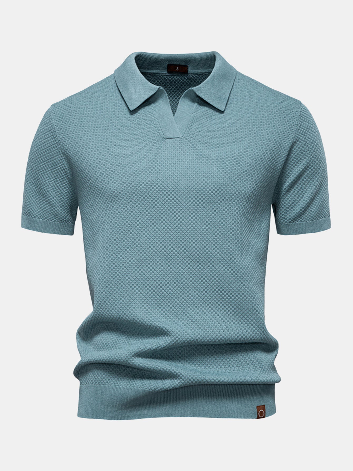 V-Neck Pineapple Pattern Knit Polo