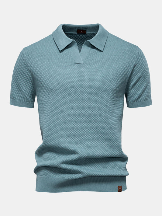 V-Neck Pineapple Pattern Knit Polo