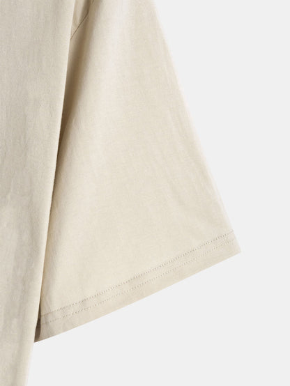 Basic Baumwoll-T-Shirt mit Bogen-Saum