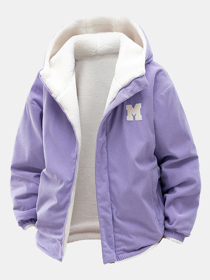 Teddy Corduroy Wendbare Kapuzenjacke