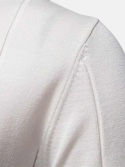 Strick Polohemd mit Kontrastbesatz und Reißverschluss