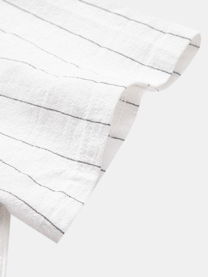 Gestreiftes Hemd in Leinenoptik mit Knöpfen und Shorts mit Kordelzug