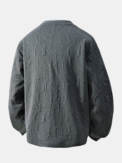 Jacquard Buchstaben V-Ausschnitt T-Shirt