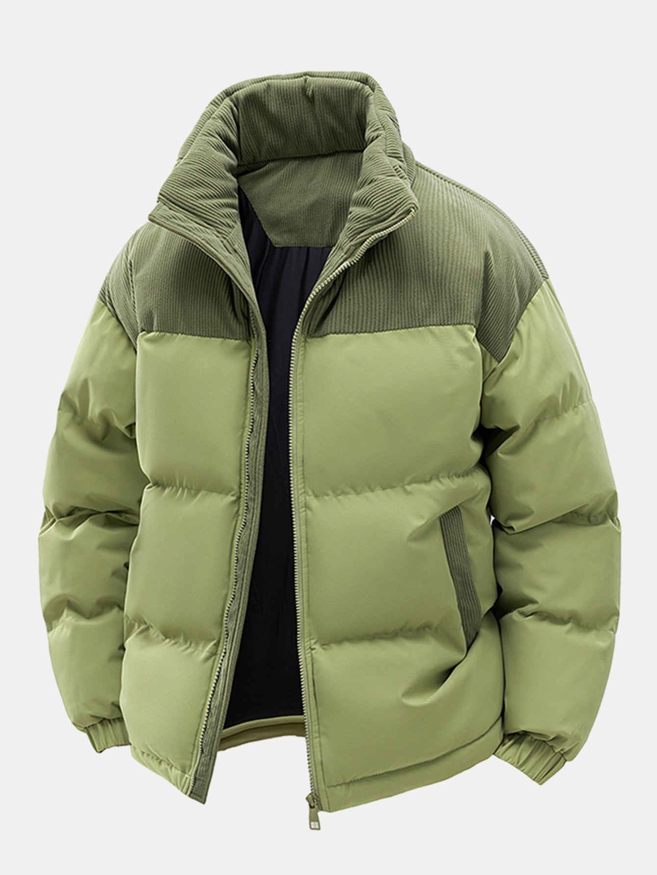 Corduroy Patchwork Kapuzen-Steppjacke