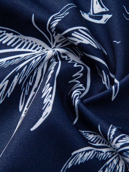 Palm Tree Island Hemd mit Knopfleiste und Kordelzug-Badeshorts