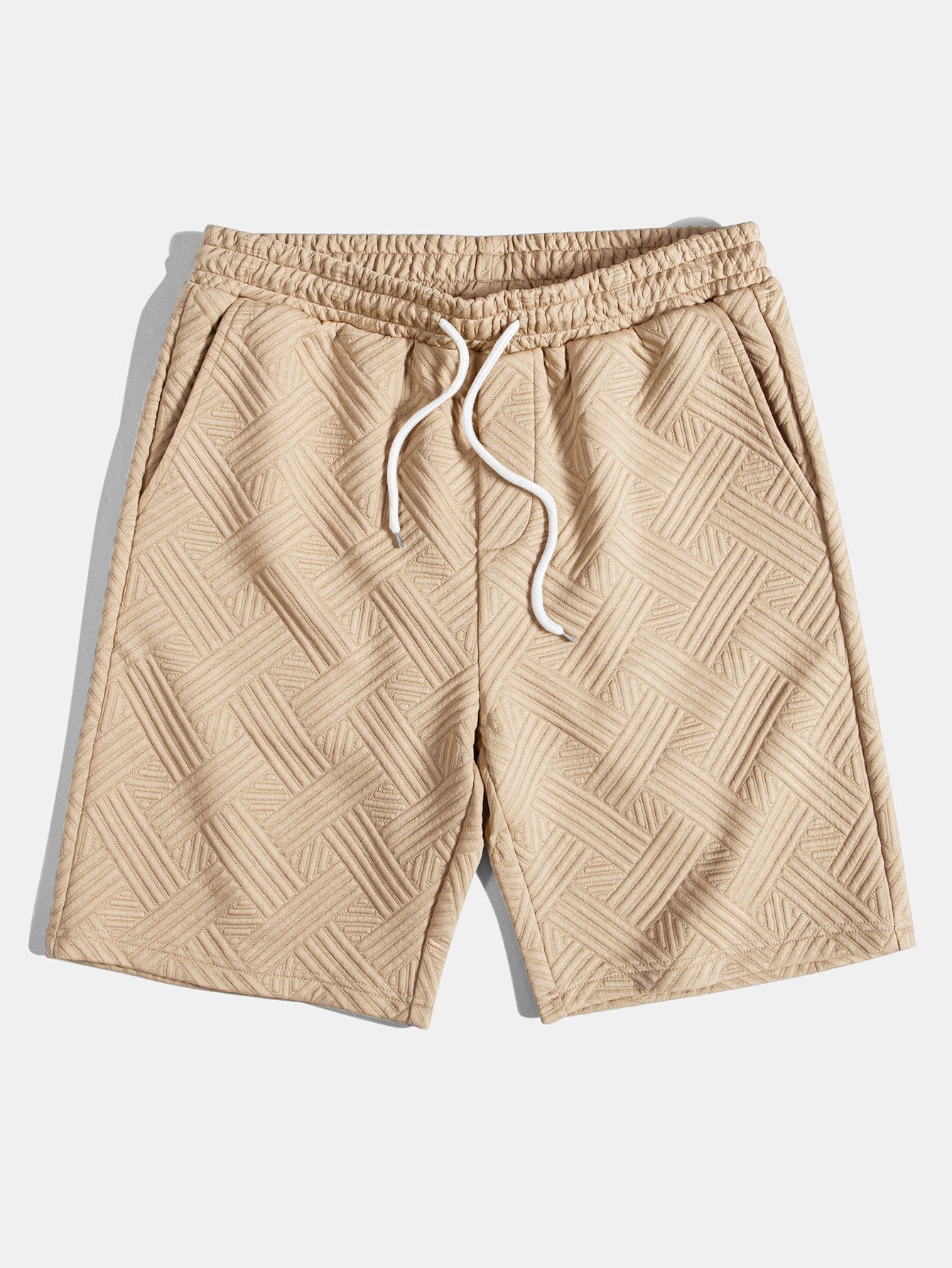 Gestreiftes Jacquard-Hemd mit Knopfleiste und Shorts mit Kordelzug