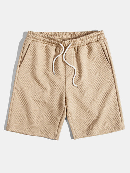 Gestreiftes Jacquard-Hemd mit Knopfleiste und Shorts mit Kordelzug
