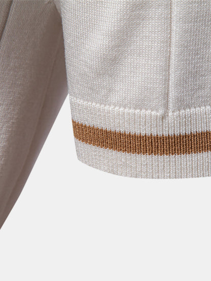 Strick Polohemd mit Kontrastbesatz und Reißverschluss