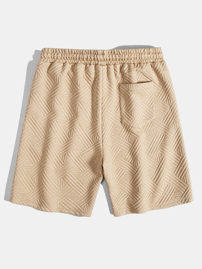Gestreiftes Jacquard-Hemd mit Knopfleiste und Shorts mit Kordelzug