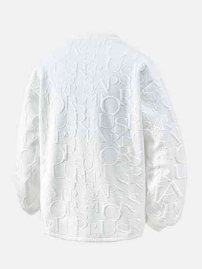 Jacquard Buchstaben V-Ausschnitt T-Shirt