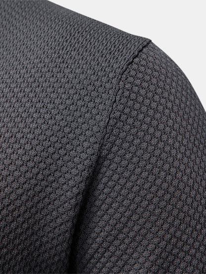 V-Neck Pineapple Pattern Knit Polo