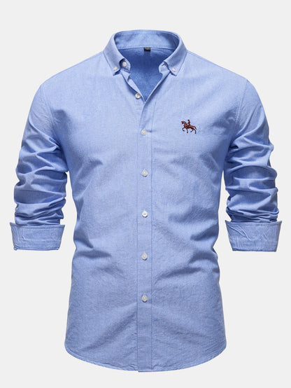 Cowboy Stickerei Baumwolle Oxford Hemd zum Zumknöpfen