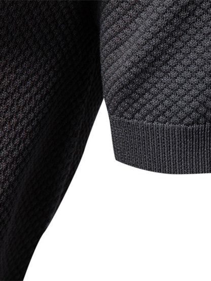 V-Neck Pineapple Pattern Knit Polo