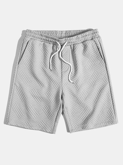 Gestreiftes Jacquard-Hemd mit Knopfleiste und Shorts mit Kordelzug