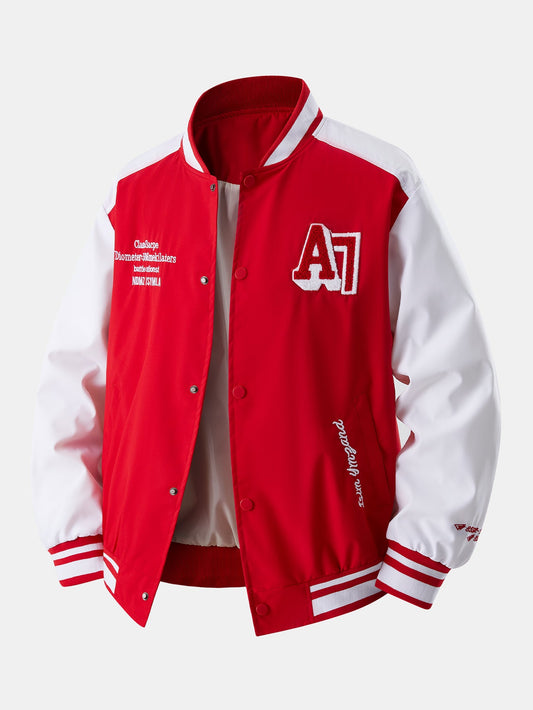 Baseballjacke im Locker-Schnitt mit kontrastierender Stickerei