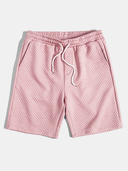 Gestreiftes Jacquard-Hemd mit Knopfleiste und Shorts mit Kordelzug