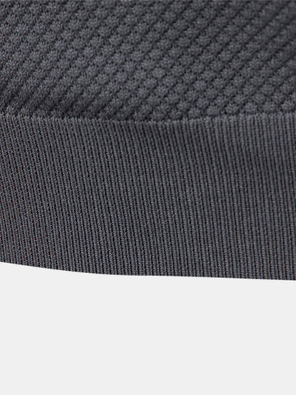 V-Neck Pineapple Pattern Knit Polo