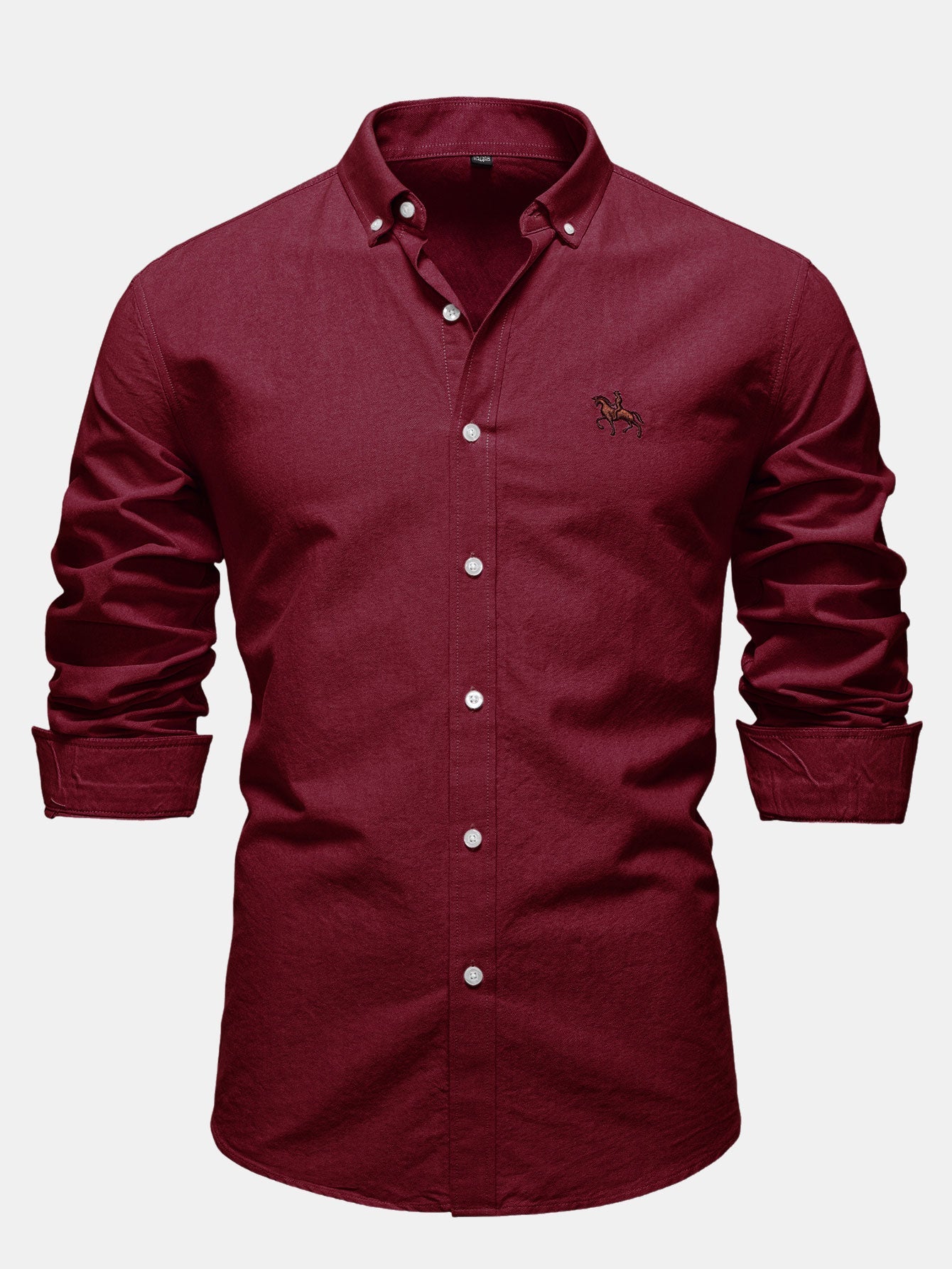 Cowboy-Stickerei Baumwoll-Oxford Hemd mit Knopfleiste